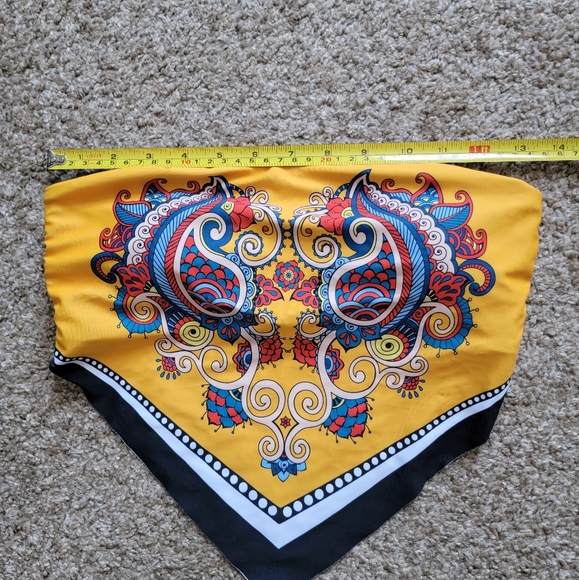 Yellow Paisley Print handkerchief Style Shell Bikini Size Small - Picture 6 of 9